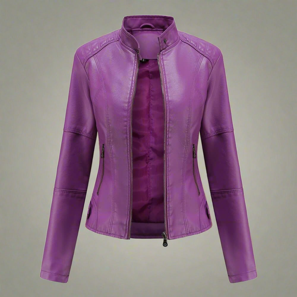 Drune | Elegante Lederjacke in herbstlichen Farben mit Reißverschlusstaschen