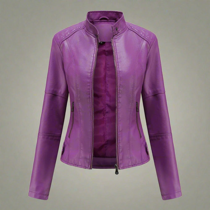 Drune | Elegante Lederjacke in herbstlichen Farben mit Reißverschlusstaschen