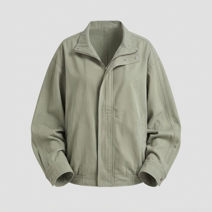 Damen locker geschnittene Utility-Übergangsjacke mit Reißverschluss und Stehkragen Drune