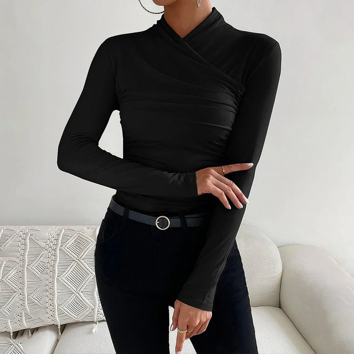 Drune | Elegante Herbst Wickelbluse mit langen Ärmeln für Frauen
