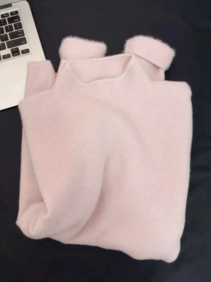 Schlichter Damen-Pullover mit Stehkragen, gefüttert