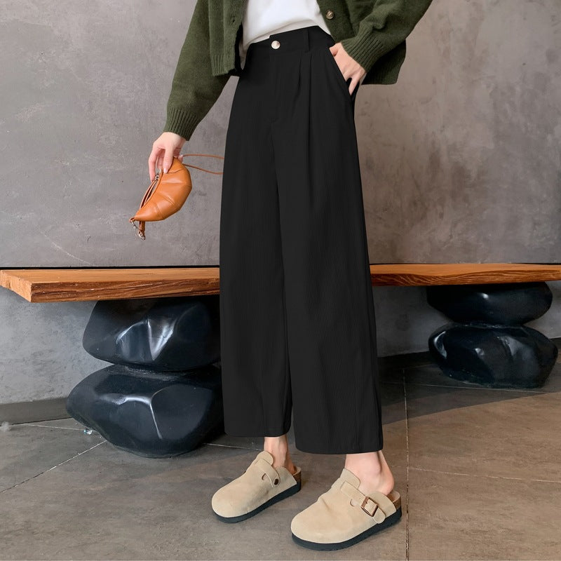 Damen Cordhose, High-Waist, weit geschnitten