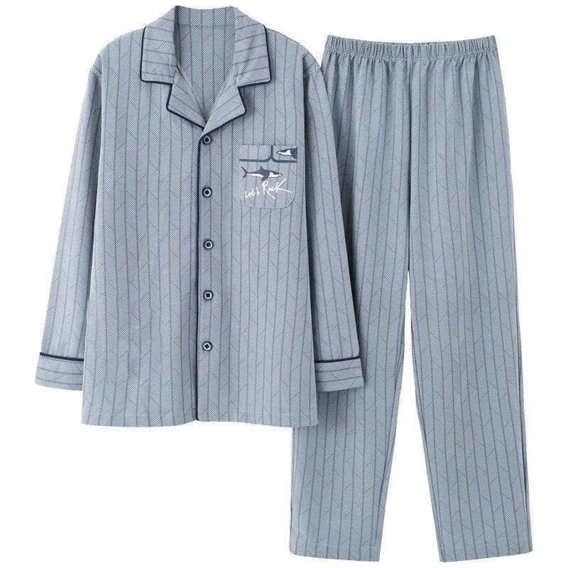 Herren-Pyjama-Set aus reiner Baumwolle, kariert