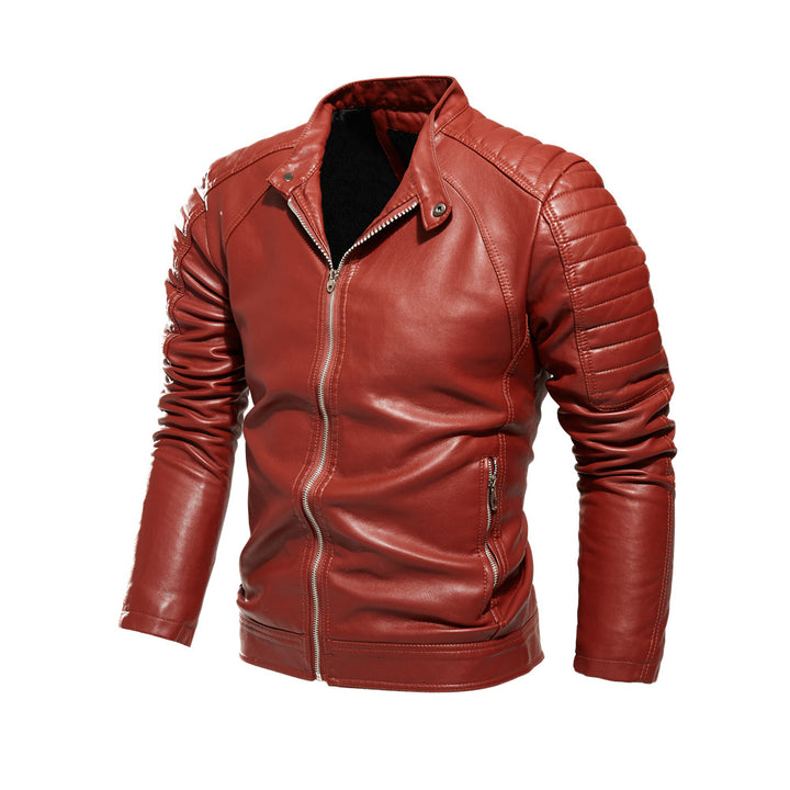 Herren Elegante Kunstlederjacke mit Steppdetails Drune