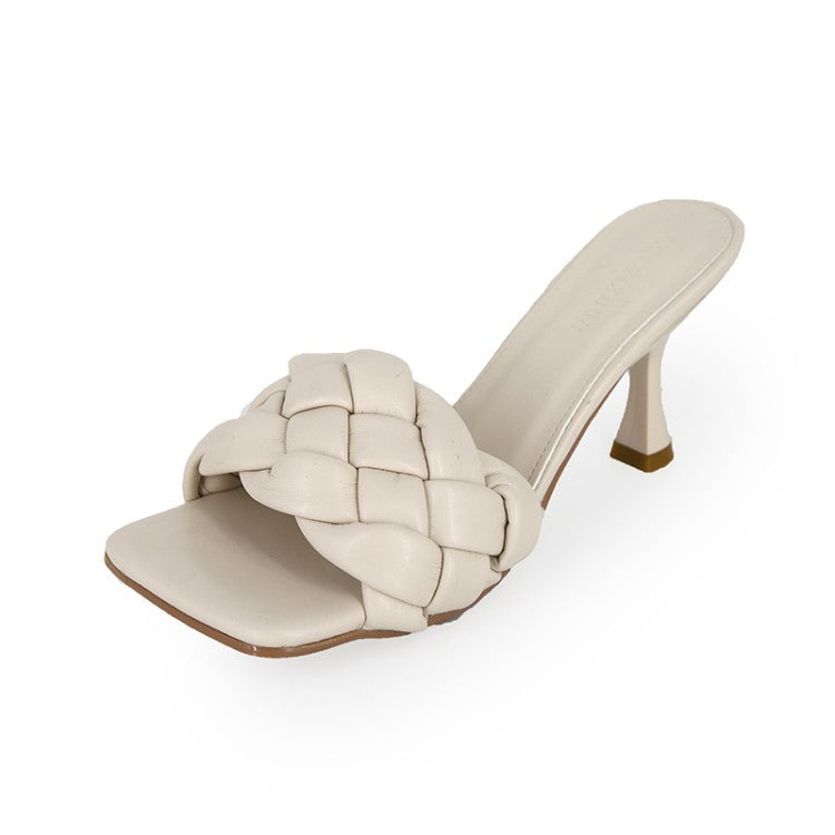 Damen Hochfront-Pantoletten mit geflochtenem Obermaterial und elegantem Absatz Drune