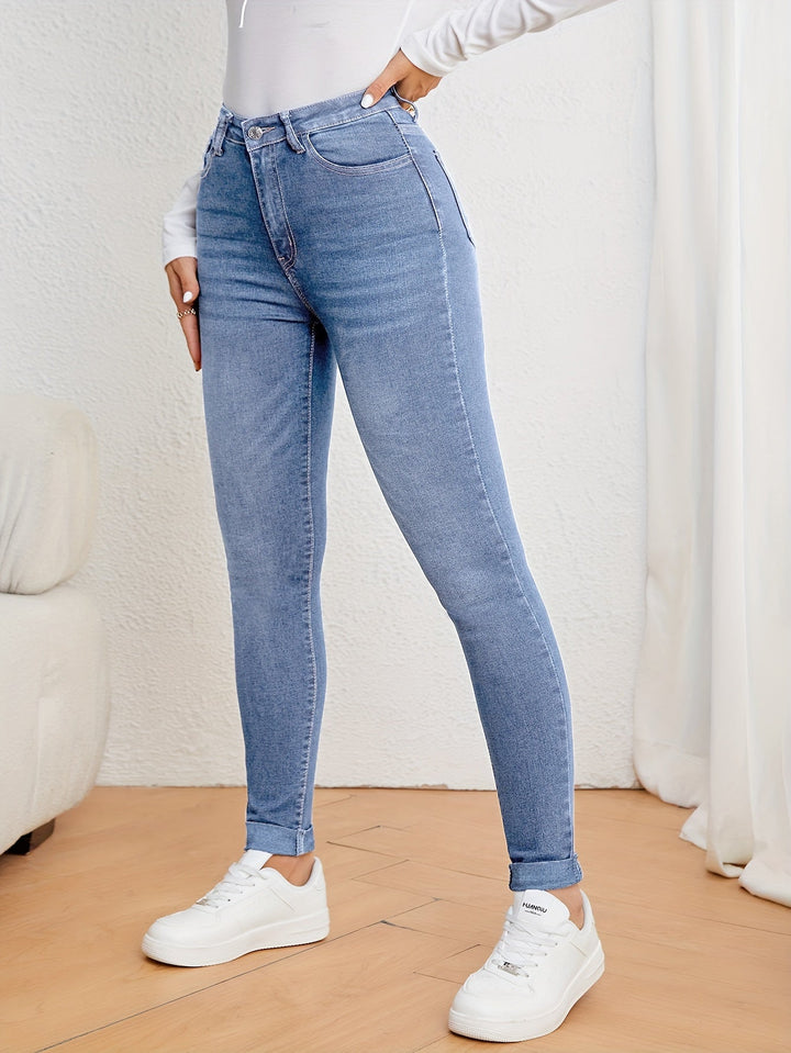 Drune | Olivgrüne High Waist Slim Fit Jeans Mit Stretch Denim