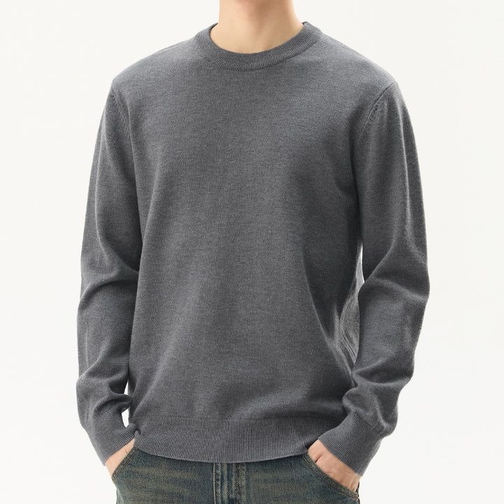 Herren-Wollmischpullover mit Rundhals