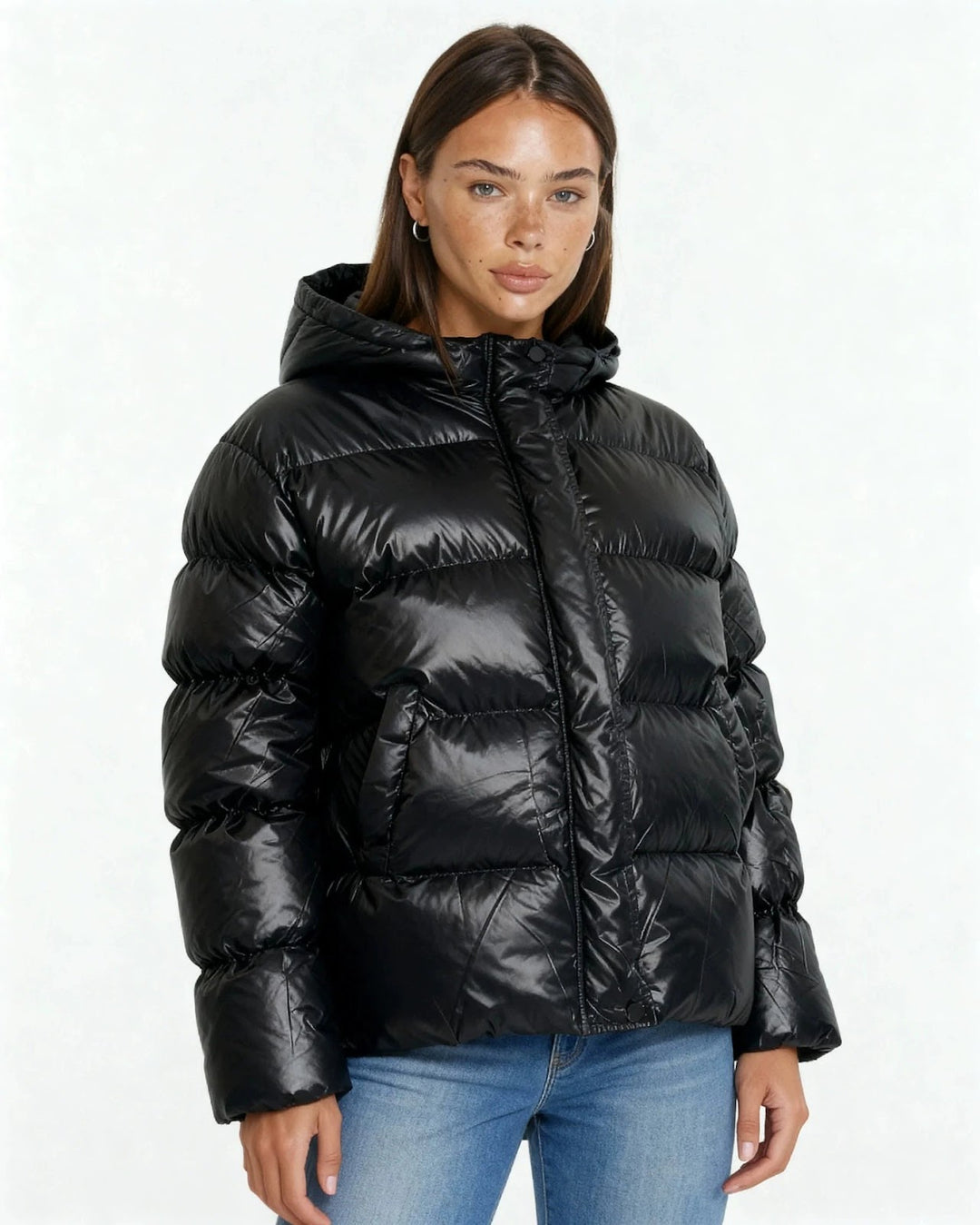 Gefütterte Damen-Kapuzenjacke im modernen Stil