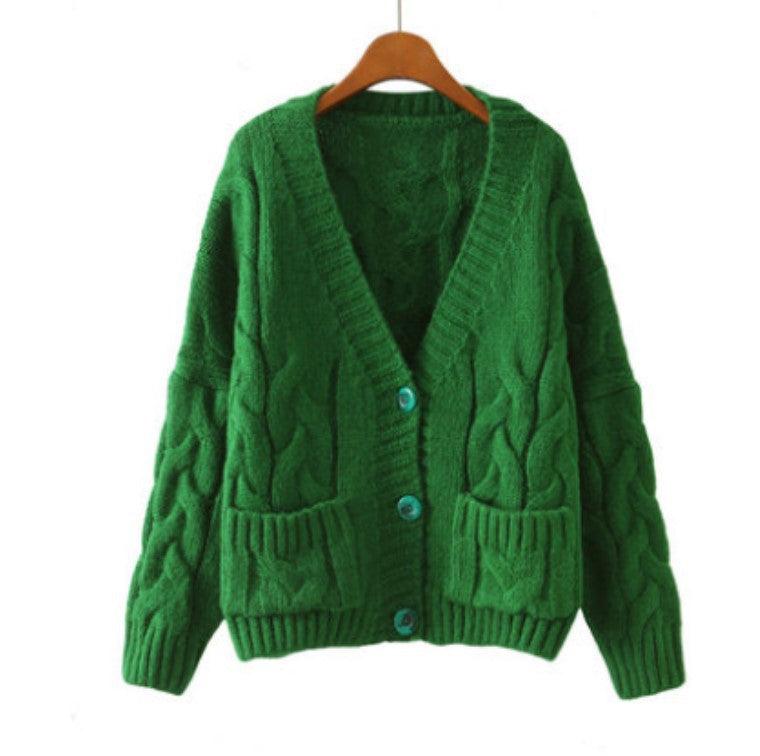 Damen Grobstrick Cardigan mit klassischem Zopfmuster und praktischen Taschen Drune