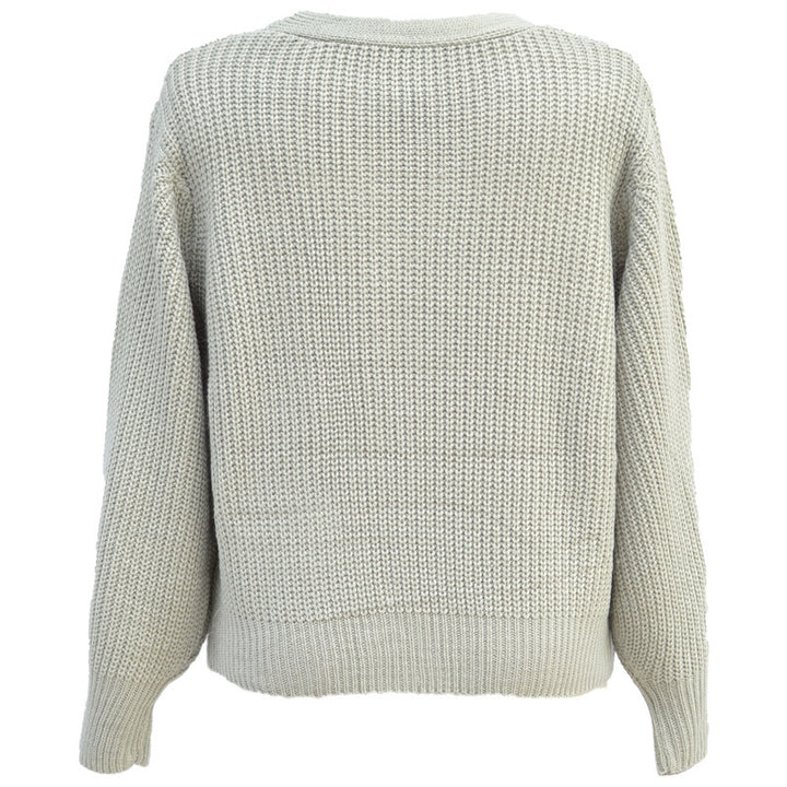 Damen Grober Strickpullover mit Knopfdetail Drune