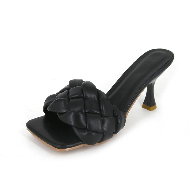 Damen Hochfront-Pantoletten mit geflochtenem Obermaterial und elegantem Absatz Drune