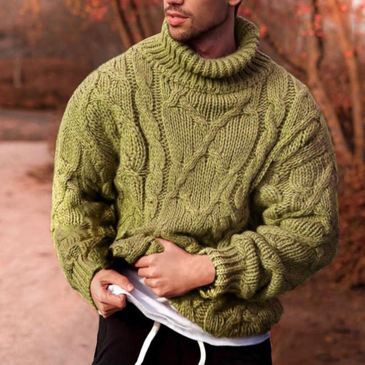 Drune | Sweater Hoher Kragen Wolle Übergröße Passform Kabelstrick Design