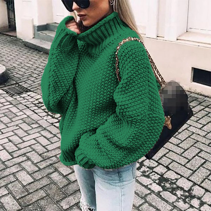 Damen Hochabschließender Strickpullover in lässiger Boxform mit Rollkragen und strukturierter Textur Drune
