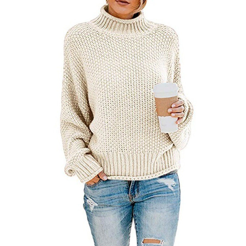 Damen Hochabschließender Strickpullover in lässiger Boxform mit Rollkragen und strukturierter Textur Drune
