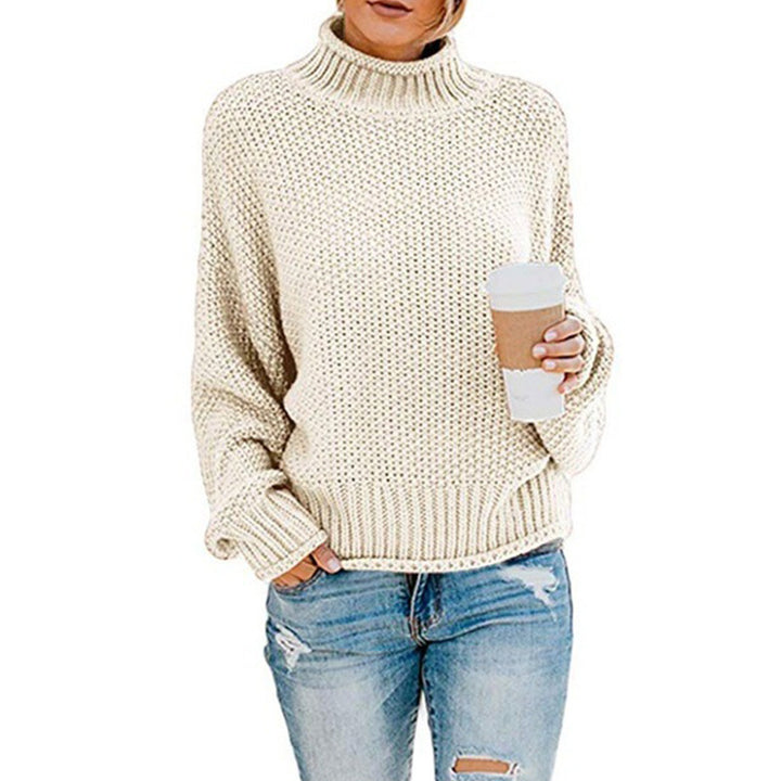 Damen Hochabschließender Strickpullover in lässiger Boxform mit Rollkragen und strukturierter Textur Drune
