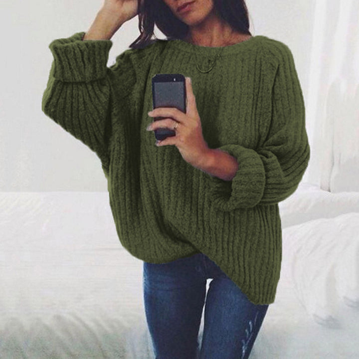 Damen Grobstrickpullover mit weitem Schnitt und lässigen Ärmeln Drune