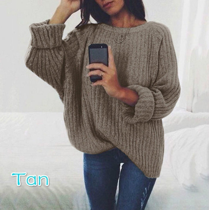 Damen Grobstrickpullover mit weitem Schnitt und lässigen Ärmeln Drune
