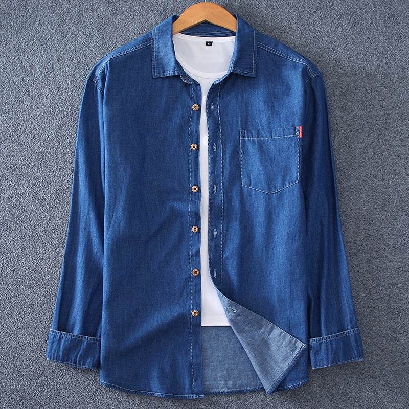 Herren Leichtes Chambray-Hemd mit Brusttasche und entspanntem Schnitt Drune