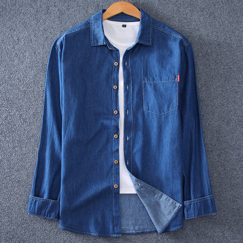 Herren Leichtes Chambray-Hemd mit Brusttasche und entspanntem Schnitt Drune