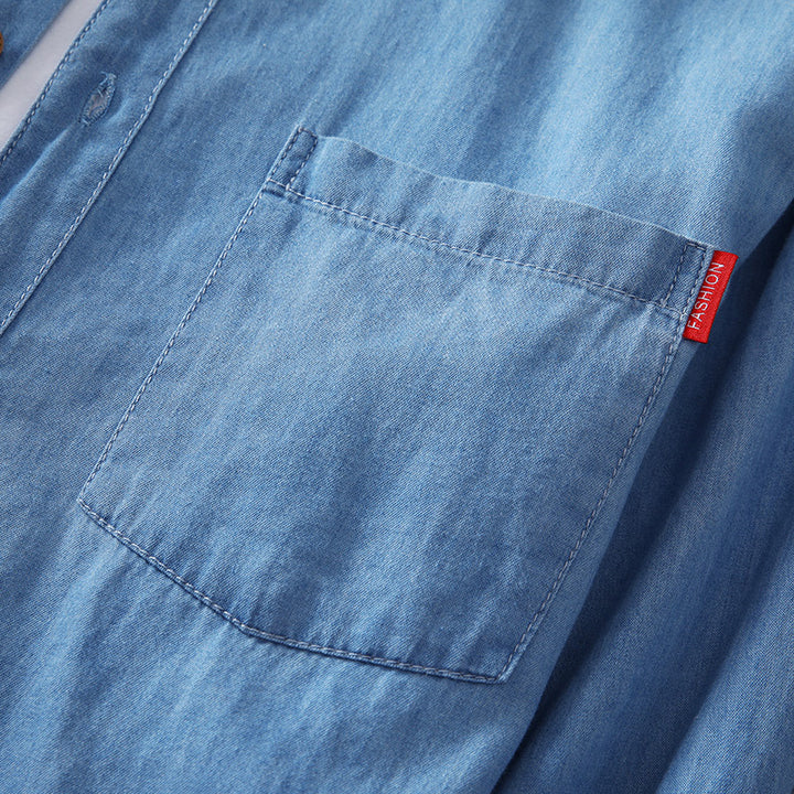 Herren Leichtes Chambray-Hemd mit Brusttasche und entspanntem Schnitt Drune