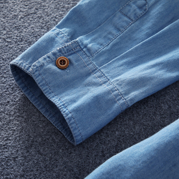 Herren Leichtes Chambray-Hemd mit Brusttasche und entspanntem Schnitt Drune