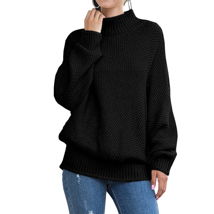 Damen Grobstrick Pullover mit hochgeschlossenem Kragen und lässigem Schnitt Drune