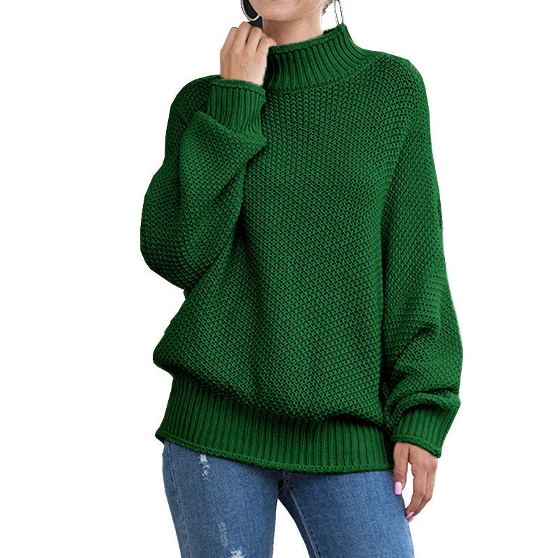 Damen Grobstrick Pullover mit hochgeschlossenem Kragen und lässigem Schnitt Drune