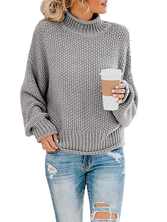 Damen Hochabschließender Strickpullover in lässiger Boxform mit Rollkragen und strukturierter Textur Drune
