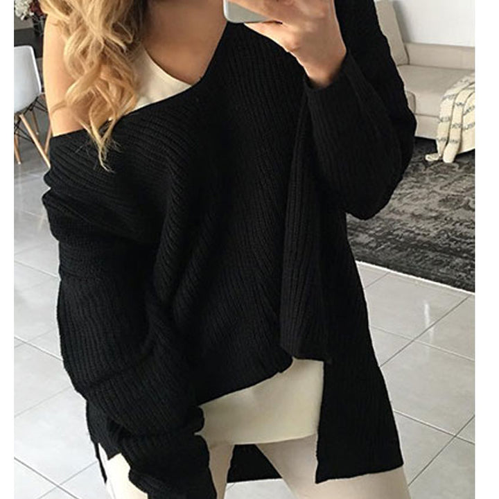 Damen Oversized Strickpullover mit weitem Schnitt und lässigem Design Drune