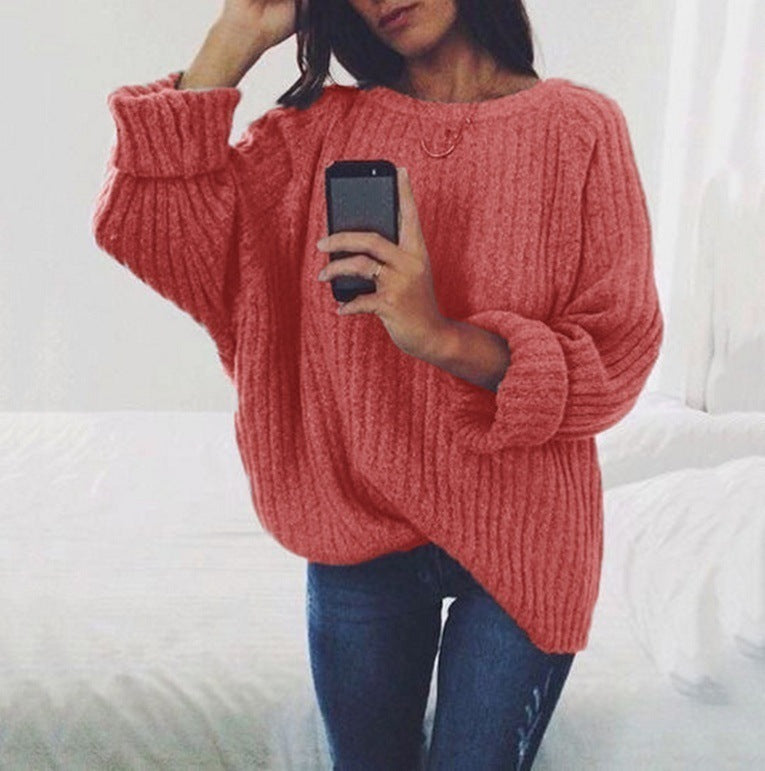 Damen Grobstrickpullover mit weitem Schnitt und lässigen Ärmeln Drune