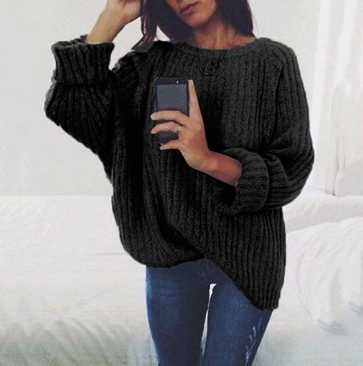 Damen Grobstrickpullover mit weitem Schnitt und lässigen Ärmeln Drune