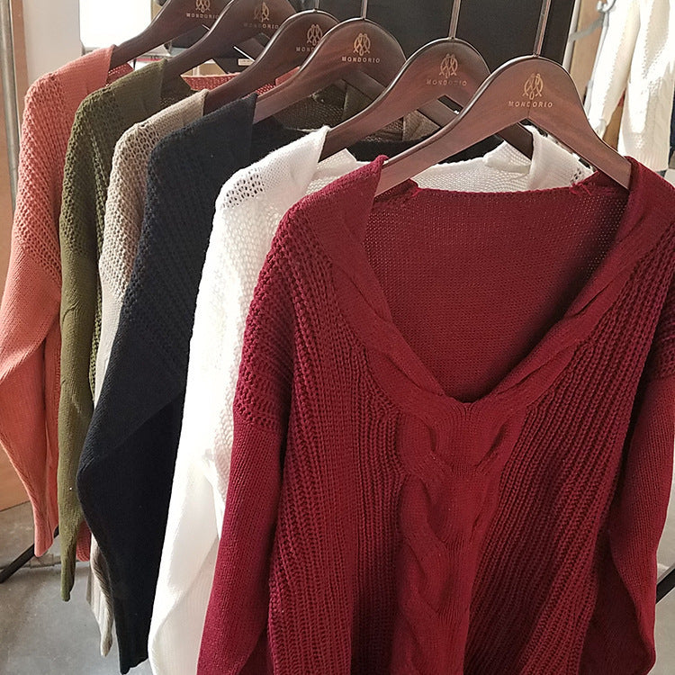 Damen Grobstrick Pullover im lässigen Off-Shoulder-Stil mit besonderen Ajour-Details Drune