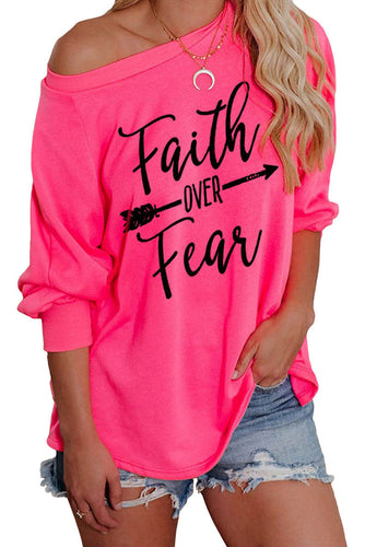 Damen Loose Fit Sweatshirt mit asymmetrischem Ausschnitt und motivierendem Aufdruck Drune