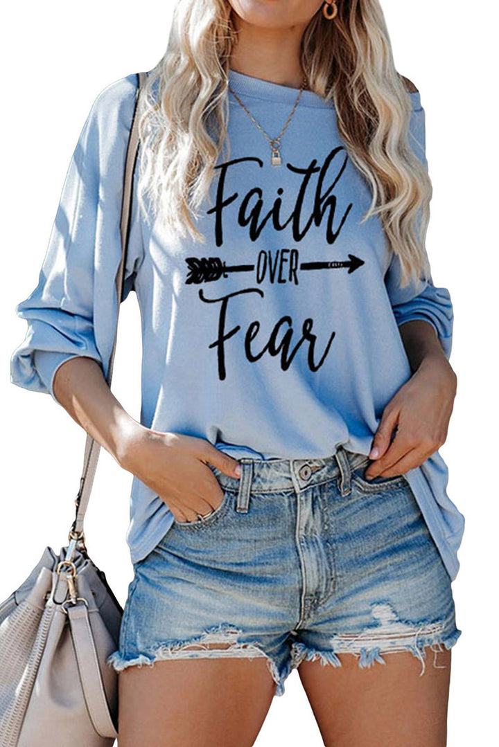 Damen Loose Fit Sweatshirt mit asymmetrischem Ausschnitt und motivierendem Aufdruck Drune