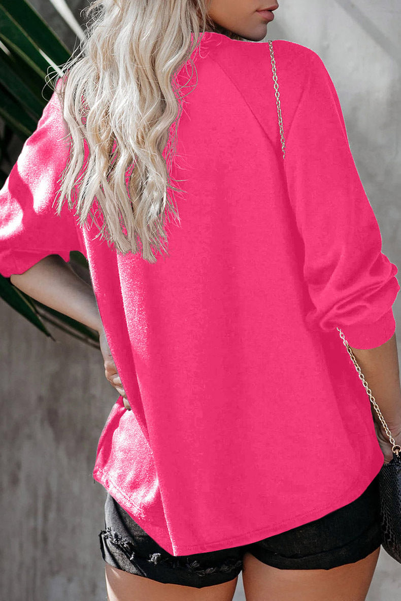 Damen Loose Fit Sweatshirt mit asymmetrischem Ausschnitt und motivierendem Aufdruck Drune