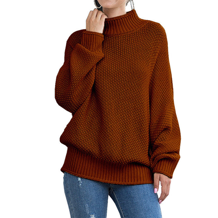 Damen Grobstrick Pullover mit hochgeschlossenem Kragen und lässigem Schnitt Drune