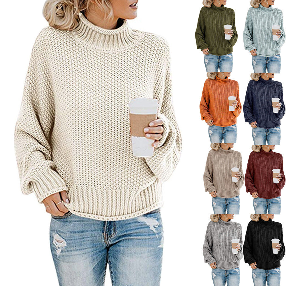 Damen Hochabschließender Strickpullover in lässiger Boxform mit Rollkragen und strukturierter Textur Drune