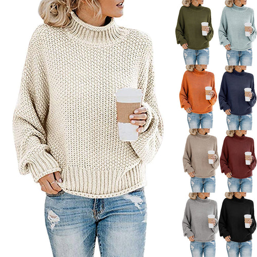 Damen Hochabschließender Strickpullover in lässiger Boxform mit Rollkragen und strukturierter Textur Drune