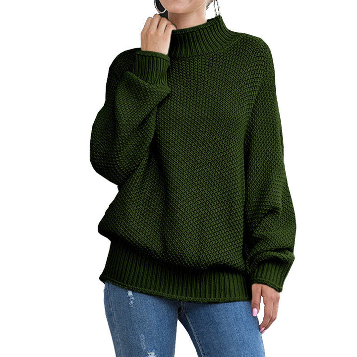 Damen Grobstrick Pullover mit hochgeschlossenem Kragen und lässigem Schnitt Drune