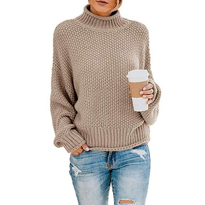 Damen Hochabschließender Strickpullover in lässiger Boxform mit Rollkragen und strukturierter Textur Drune
