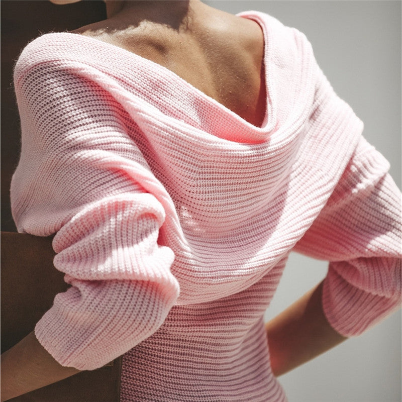 Damen Wickelpullover mit weitem Schnitt und offener Schulterpartie Drune