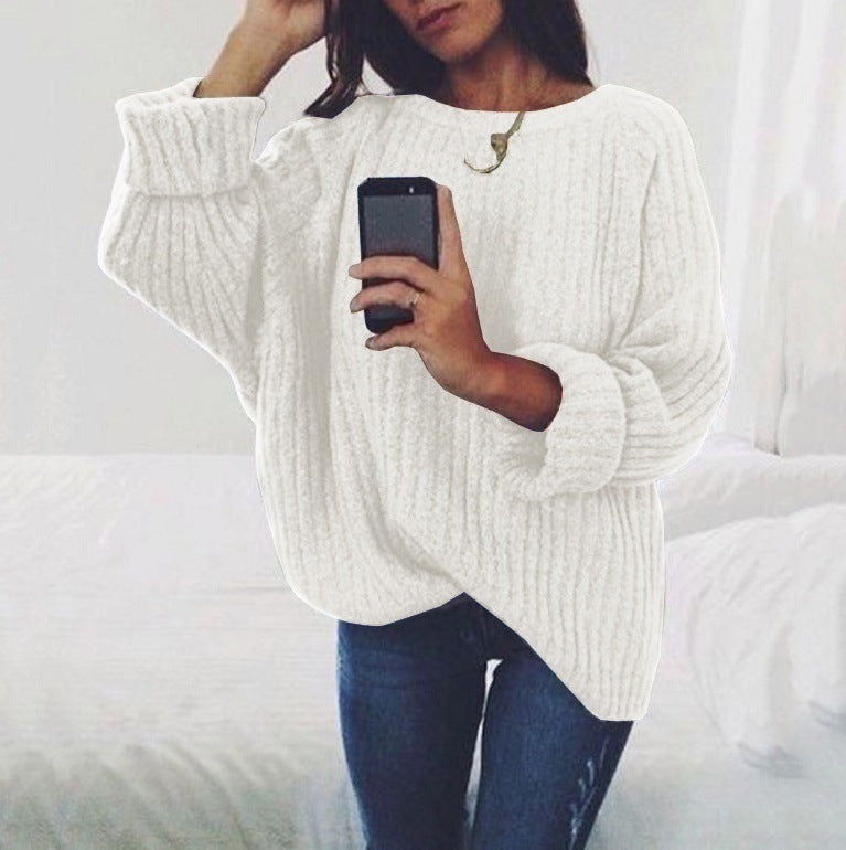Damen Grobstrickpullover mit weitem Schnitt und lässigen Ärmeln Drune