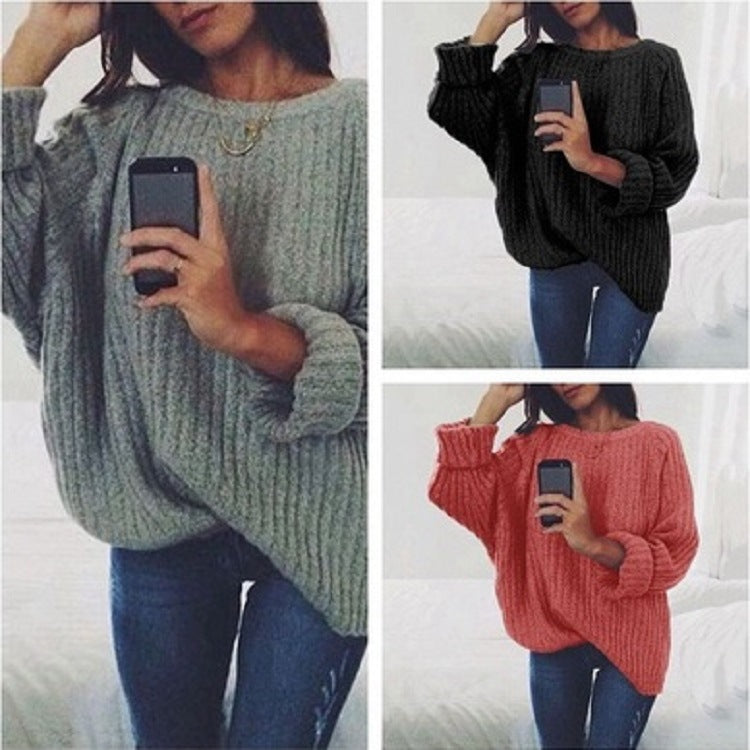 Damen Grobstrickpullover mit weitem Schnitt und lässigen Ärmeln Drune