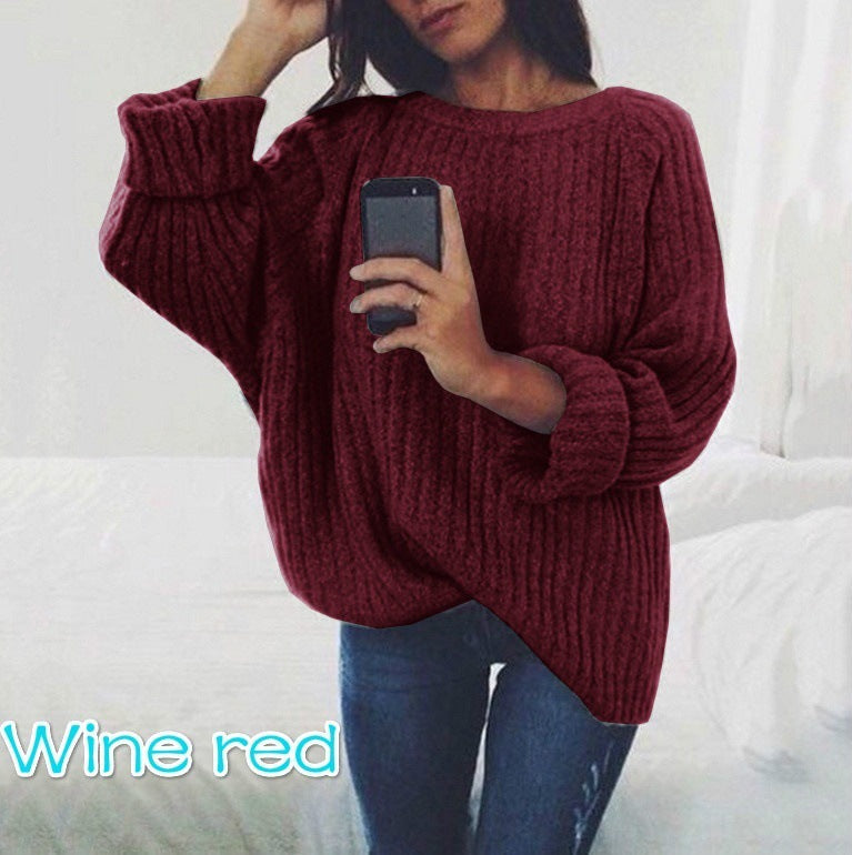 Damen Grobstrickpullover mit weitem Schnitt und lässigen Ärmeln Drune
