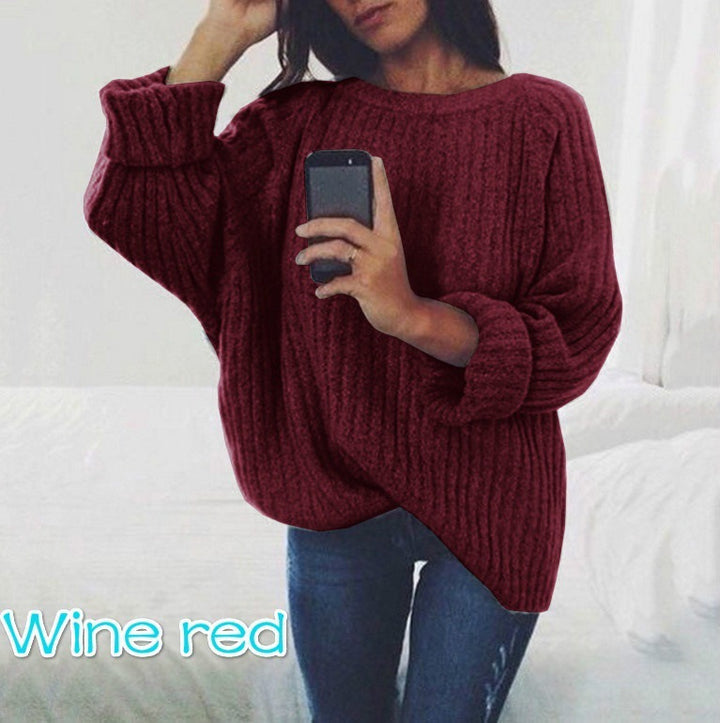 Damen Grobstrickpullover mit weitem Schnitt und lässigen Ärmeln Drune