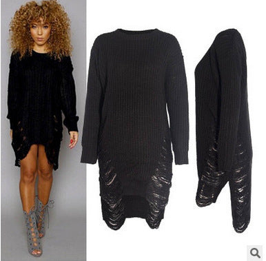 Damen Grobstrick Kleid mit seitlichen Cut-Outs Drune