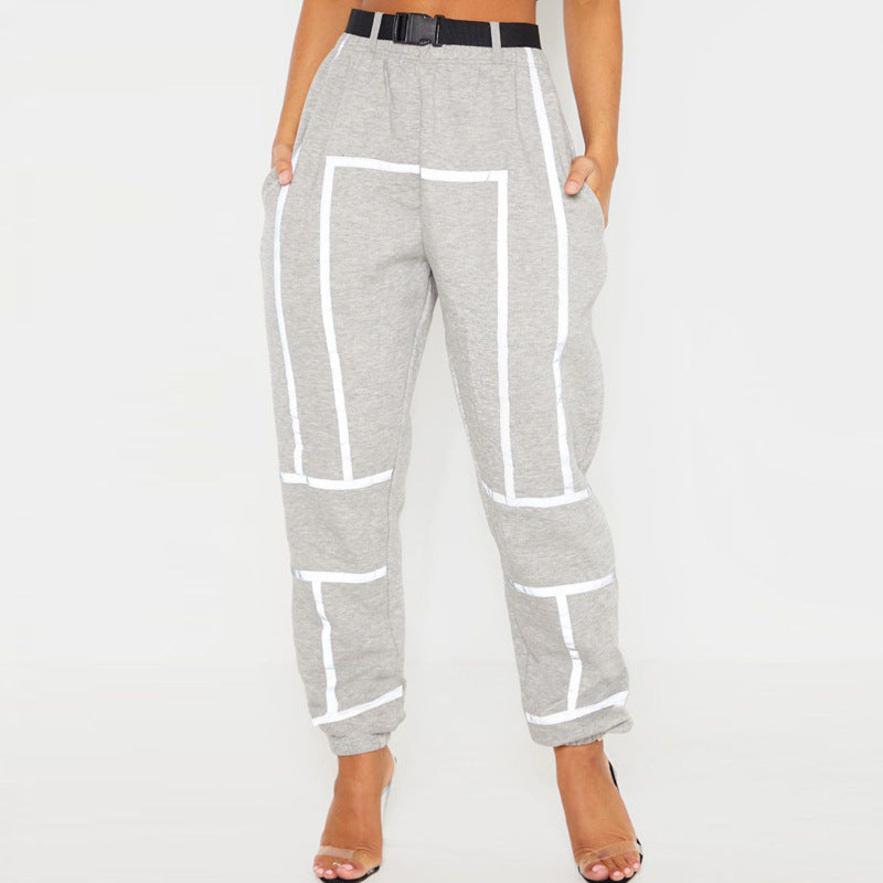Damen sportliche Jogginghose mit modischer Silhouette und elastischem Bund Drune
