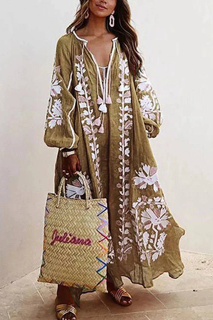 Drune | Langes Kleid Im Bohemian-Stil mit Blumendruck