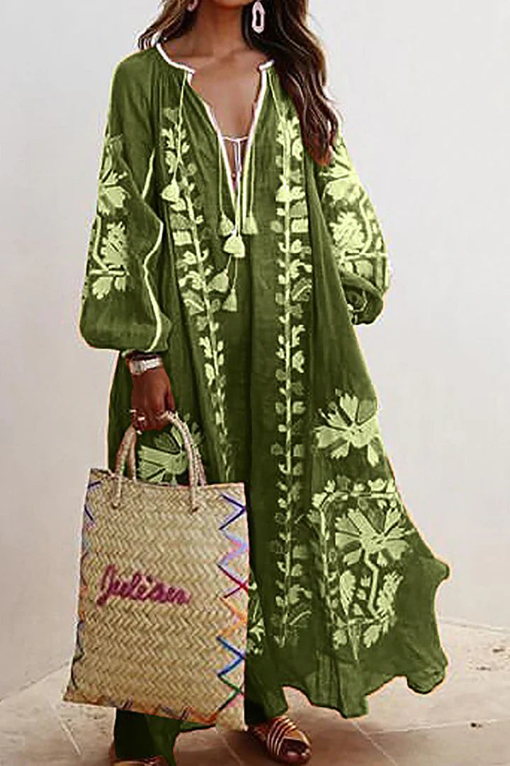 Drune | Langes Kleid Im Bohemian-Stil mit Blumendruck