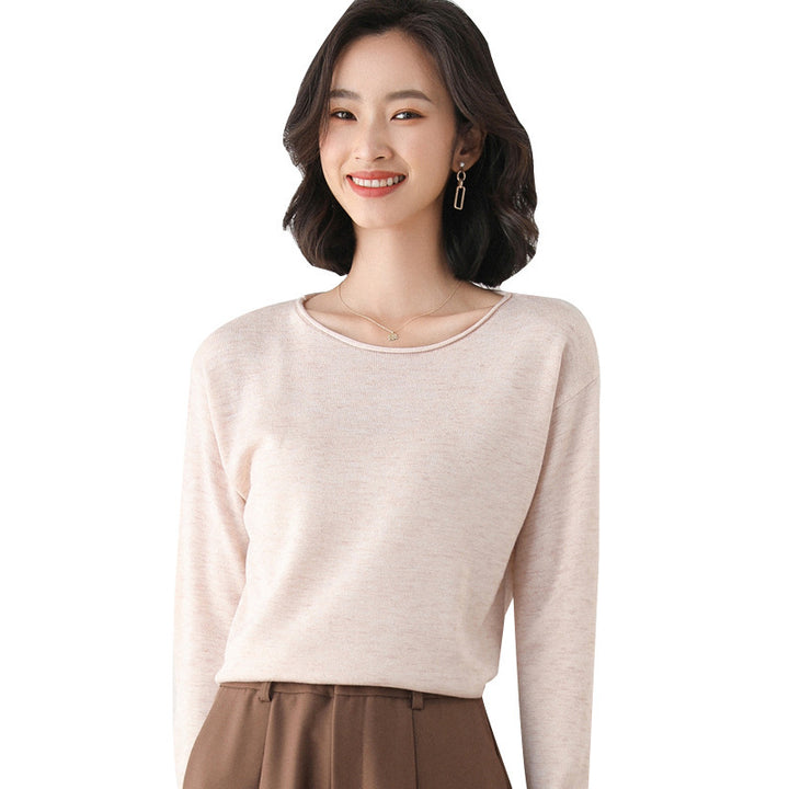 Damen Leichter Feinstrick-Pullover mit weitem Rundhalsausschnitt und legerem Schnitt Drune